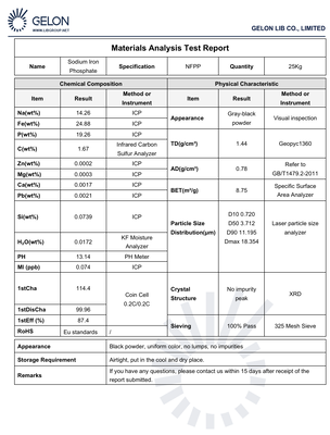 NFPP Sodium Iron Ortho-Pyrophosphate Na4Fe3(PO4)2P2O7 Cathode Material with Long Cycle Life High Compaction Density and Excellent Thermal Stability