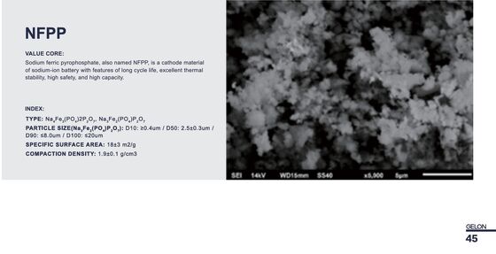 NFPP Sodium Iron Ortho-Pyrophosphate Na4Fe3(PO4)2P2O7 Cathode Material with Long Cycle Life High Compaction Density and Excellent Thermal Stability